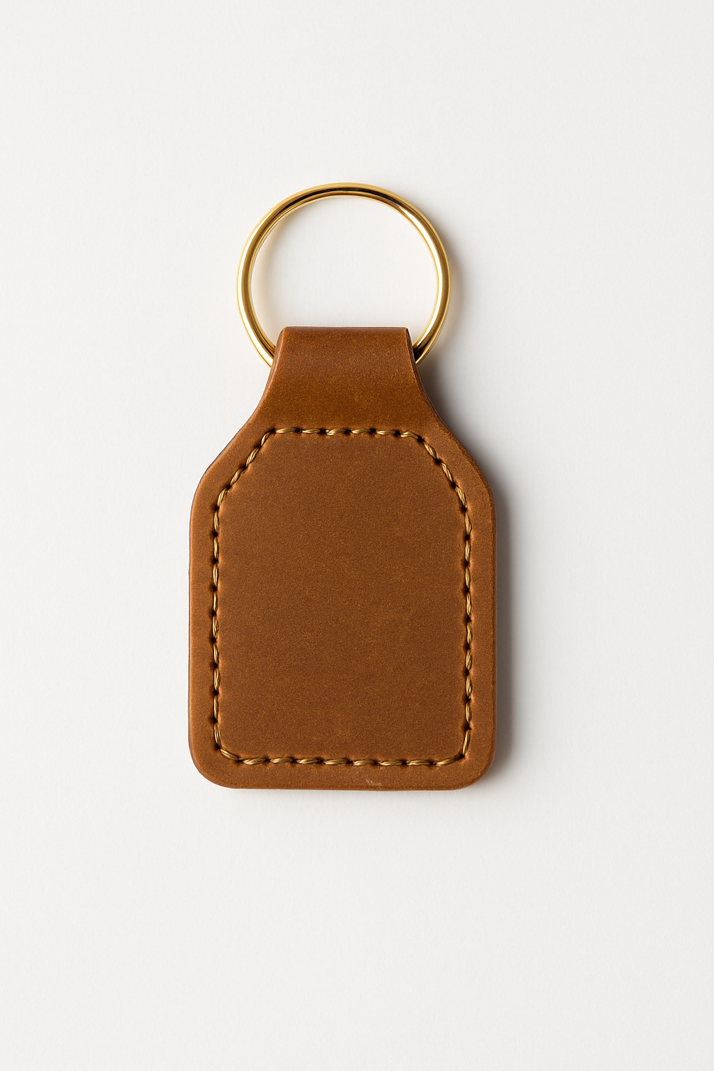 Personalized Brown premium leather keychain keyring with brass hardware with Initials