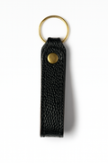 Black ostrich keychain keyring with brass hardware