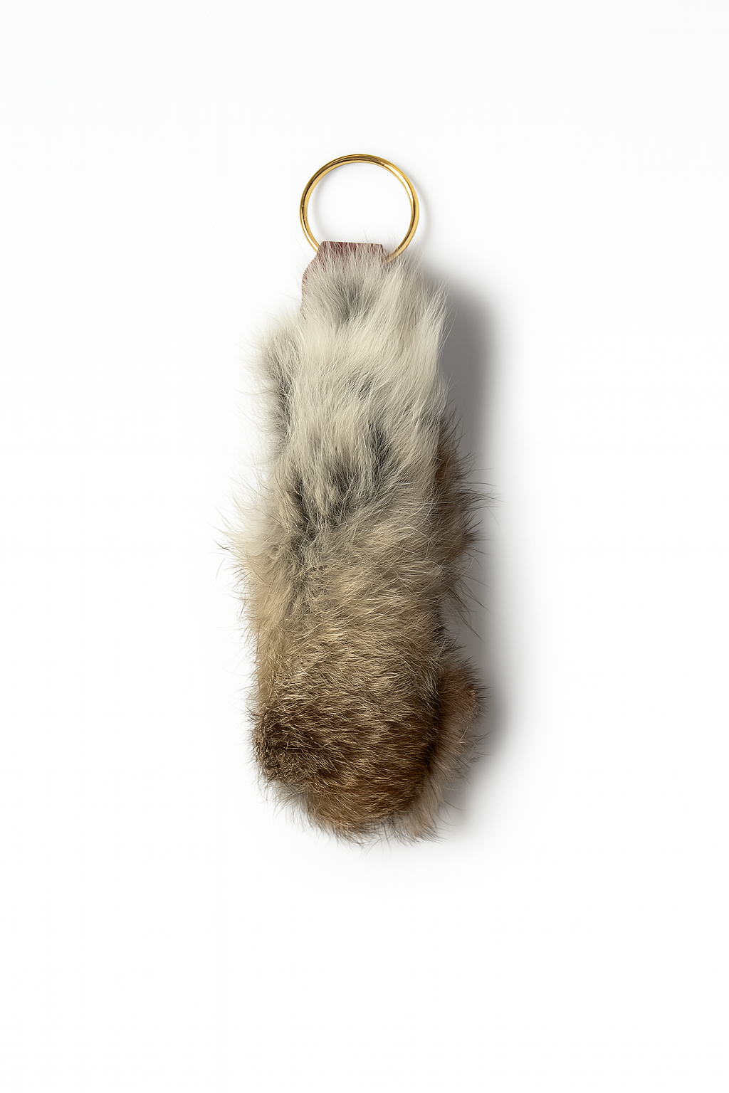 Mixed Rabbit fur keychain keyring with brass hardware