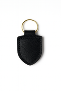 Black Italian Pebble Leather keychain keyring with brass hardware