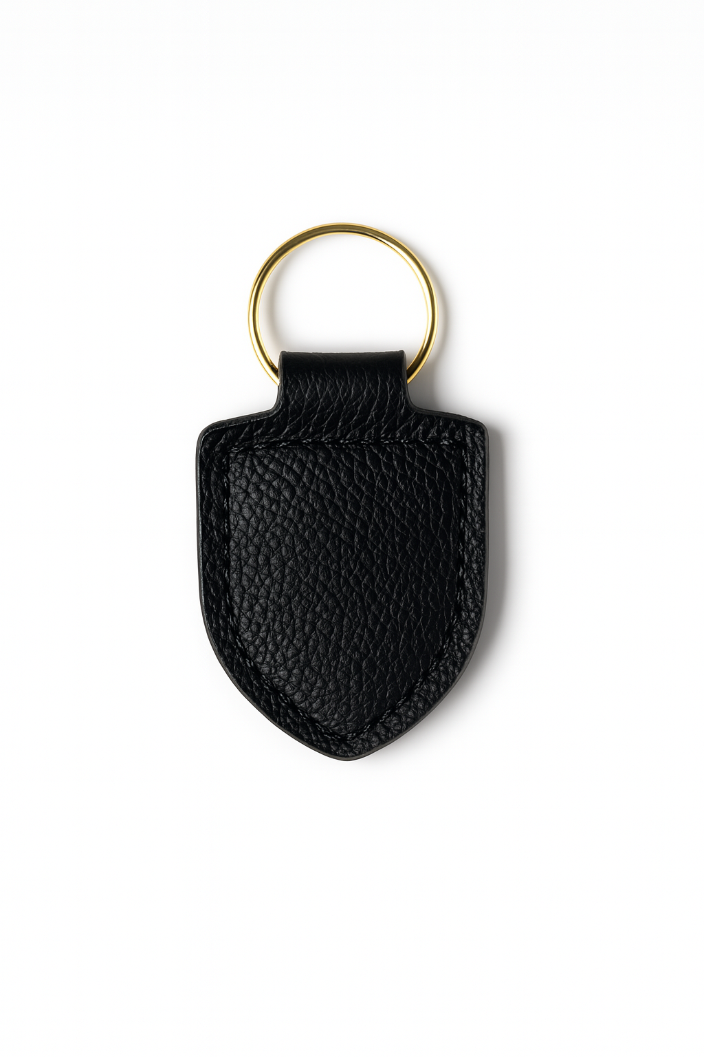 Black Italian Pebble Leather keychain keyring with brass hardware