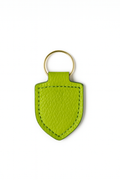 Lime green Italian pebble leather keychain keyring with brass hardware