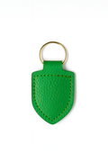 Green Italian pebble leather keychain keyring with brass hardware
