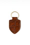 Brown crocodile leather keychain keyring with brass hardware