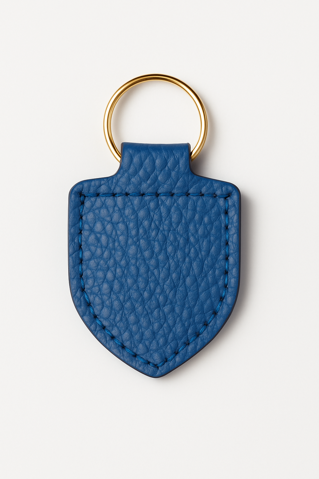 Blue ostrich keychain keyring with brass hardware