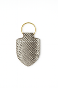 White snakeskin keychain keyring with brass hardware
