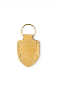 Beige ostrich keychain keyring with brass hardware
