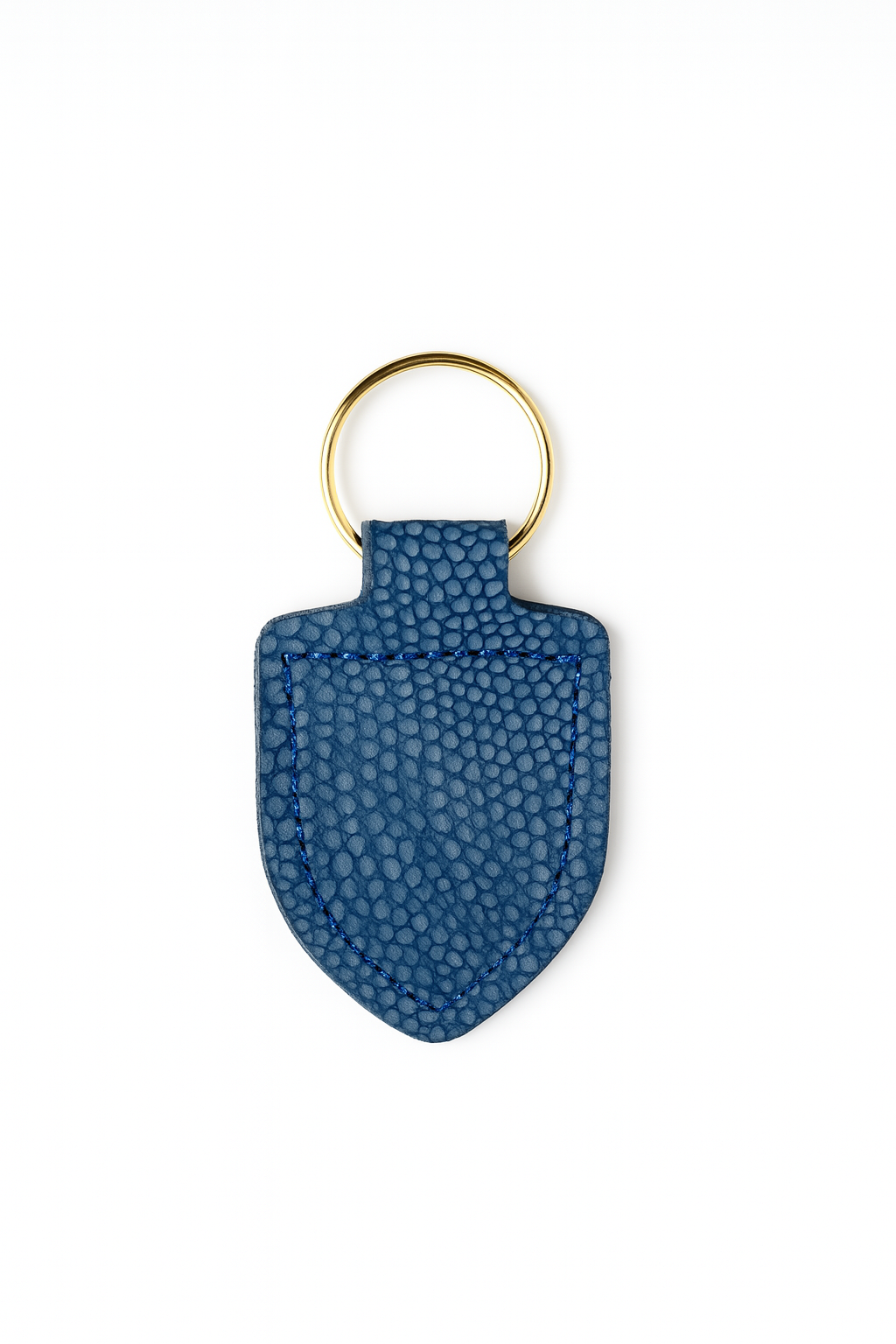 Blue ostrich keychain keyring with brass hardware