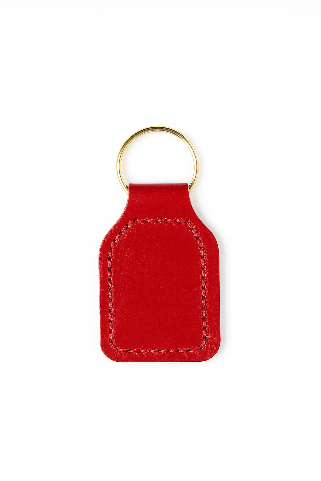 Red leather keychain keyring with brass hardware