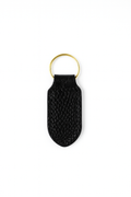Mini Black ostrich keychain keyring with brass hardware