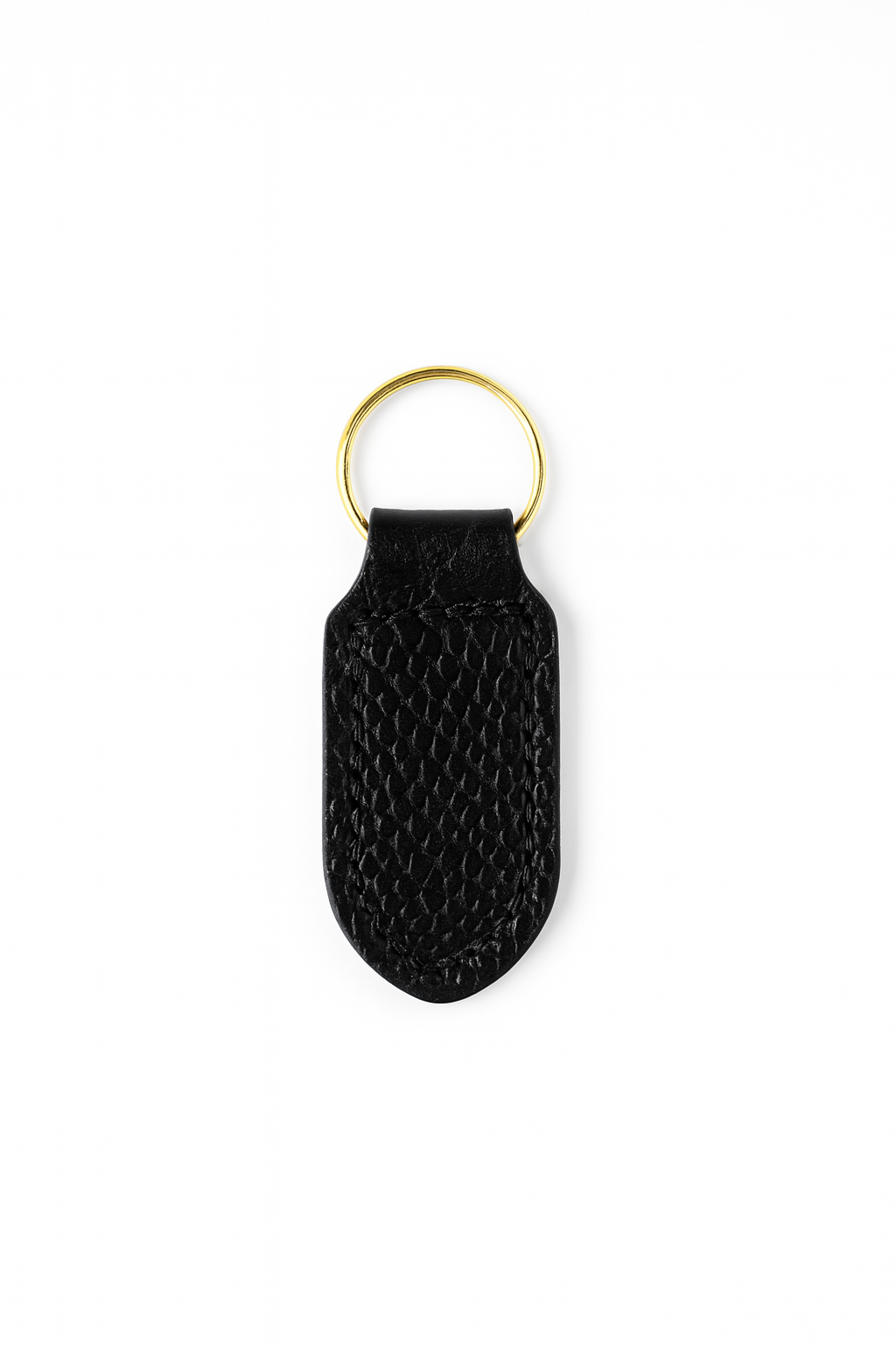 Mini Black ostrich keychain keyring with brass hardware