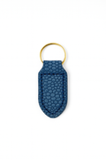 Mini Blue ostrich keychain keyring with brass hardware