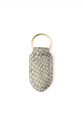 Mini white snakeskin keychain keyring with brass hardware
