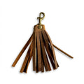 Brown premium leather tassel keychain keyring with brass hardware
