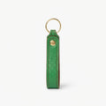 Green Italian pebble leather keychain keyring with brass hardware